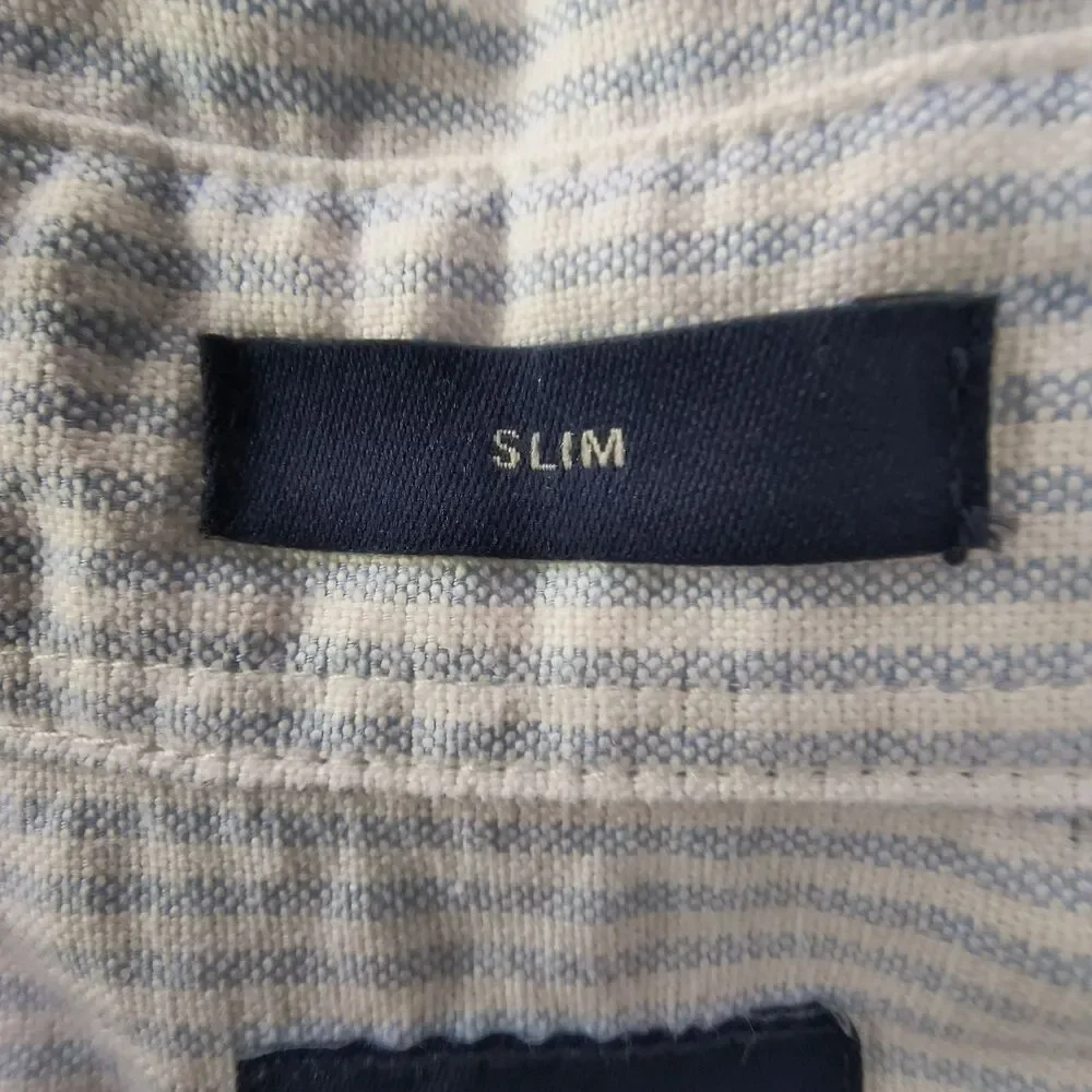 J Crew Flex Oxford Shirt NEW Mens L Slim Blue Stripe $89 Coastal Career Vacation